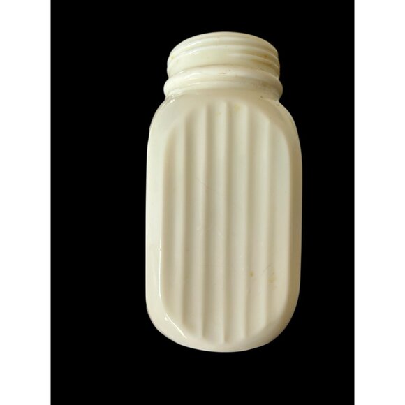 Vintage 1930s Ribbed White Milk Glass Spice Shaker Jar 5" - Picture 4 of 9